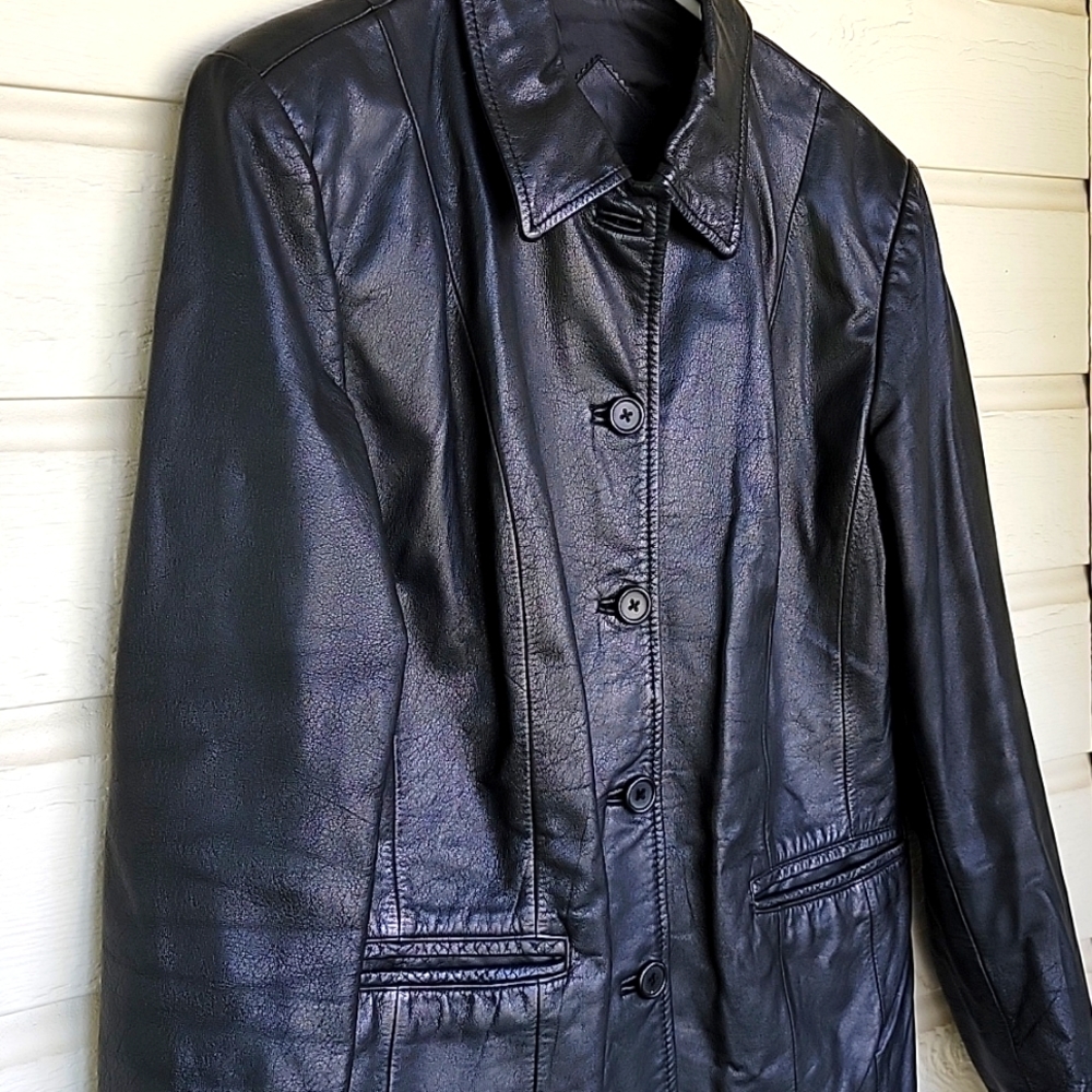 Preston & York genuine leather jacket Womens Black Size S - Picture 9 of 12
